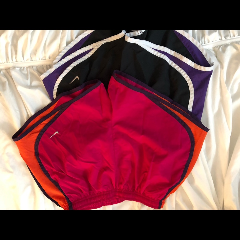 Nike running shorts pink and purple